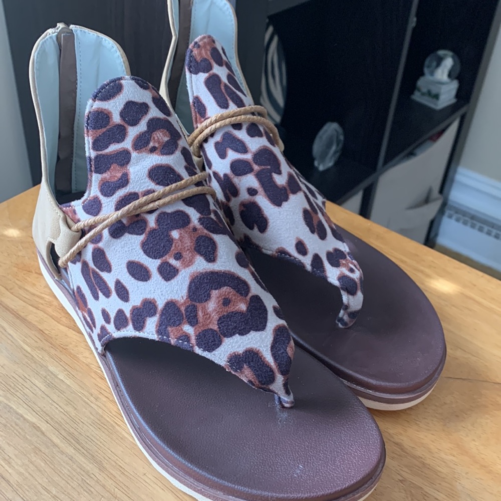 Canvas Leopard boho sandals-NWOT size-11 - Picture 11 of 12